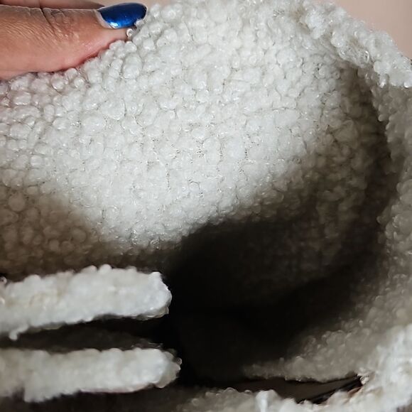 Just Fab Asher Sherpa-Lined Lace-Up Heel Boots Taupe 8.5 - Picture 10 of 16